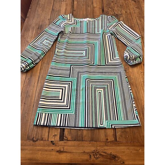 Jude Connally Dress Size Small Long Sleeve Geometric Shift Stretch Classic Chloe - Picture 1 of 12